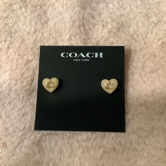 Coach Resin Heart C Stud Earrings - Picture 3 of 7